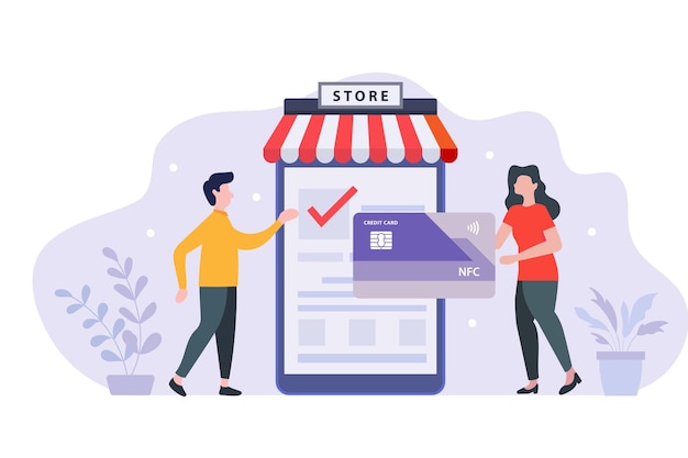 Ilustración de vector de compras en línea