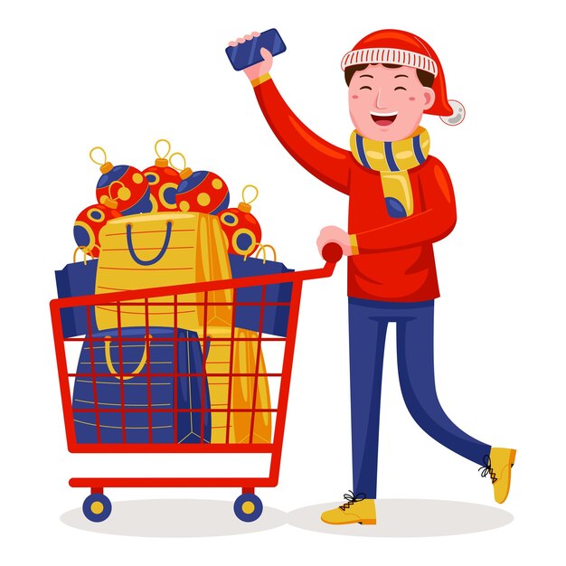 Vector ilustración de vector de compras de navidad