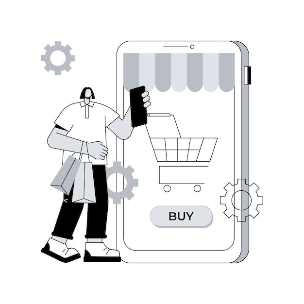 Ilustración de vector de concepto abstracto de aplicación de comercio electrónico