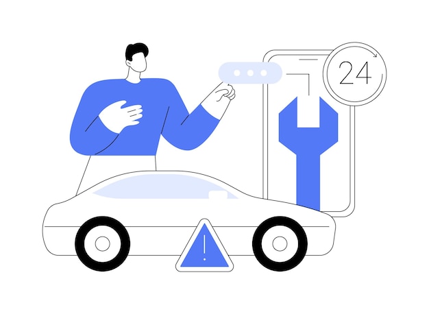 Ilustración de vector de concepto abstracto de asistencia en carretera