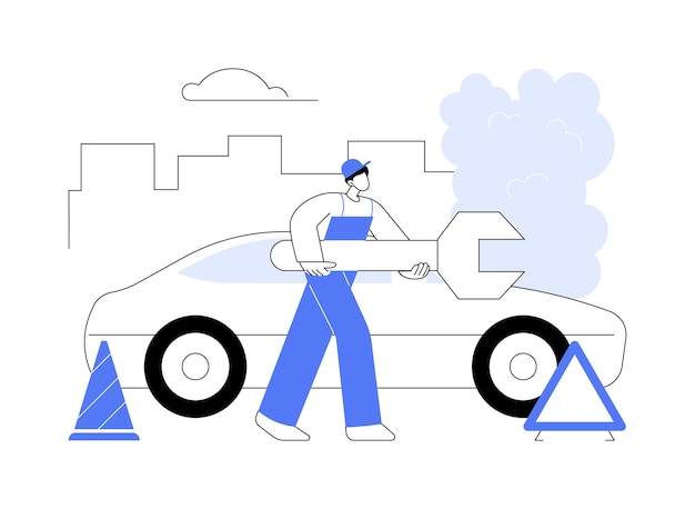 Ilustración de vector de concepto abstracto de asistencia en carretera
