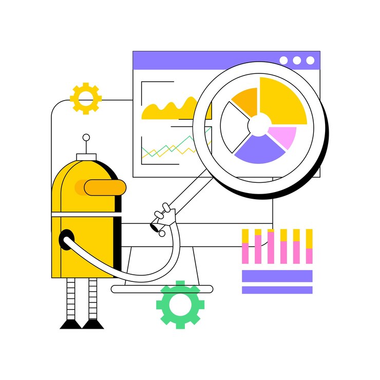 Vector ilustración de vector de concepto abstracto de automatización de procesos robóticos