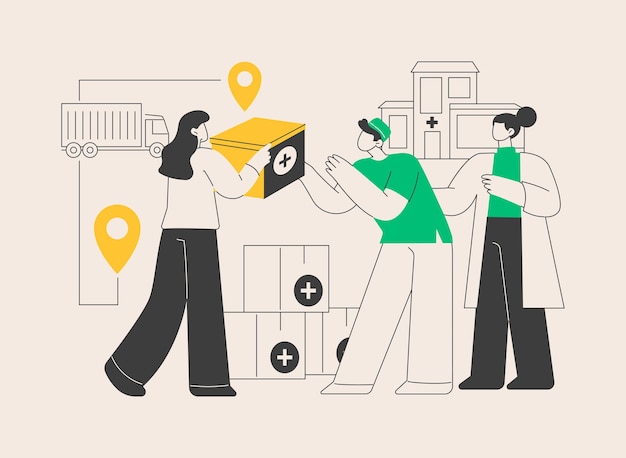 Ilustración de vector de concepto abstracto de ayuda humanitaria