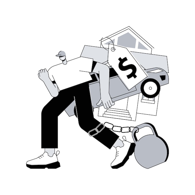 Ilustración de vector de concepto abstracto de carga de deuda