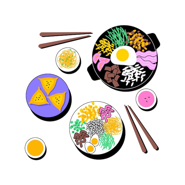 Ilustración de vector de concepto abstracto de cocina coreana
