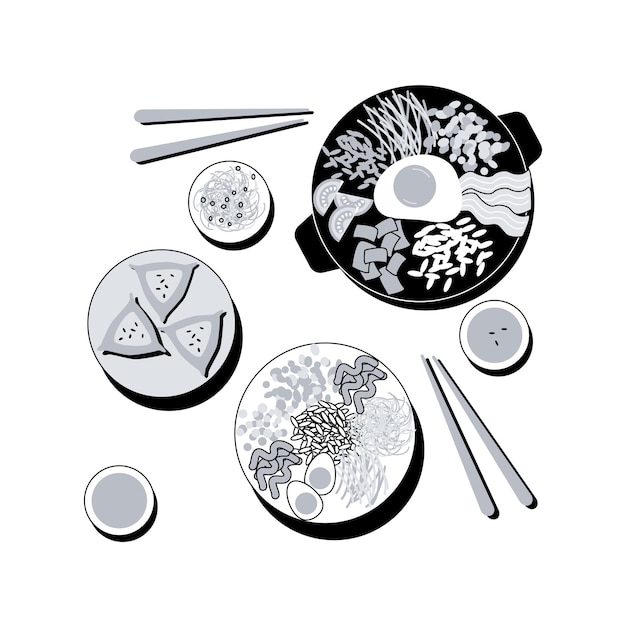 Ilustración de vector de concepto abstracto de cocina coreana