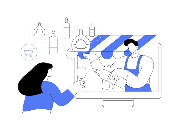 Ilustración de vector de concepto abstracto de comercio electrónico de alcohol