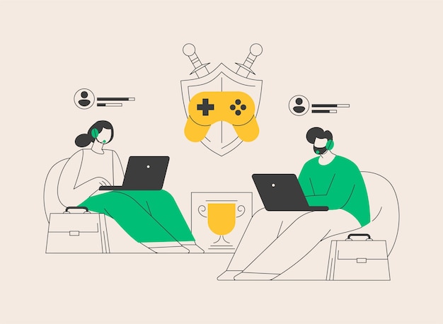 Ilustración de vector de concepto abstracto de competencia de esport de oficina