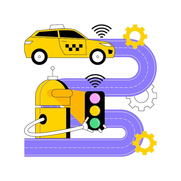 Ilustración de vector de concepto abstracto de construcción de carreteras inteligentes