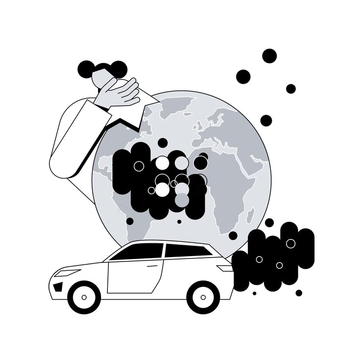 Vector ilustración de vector de concepto abstracto de contaminación de vehículos de motor