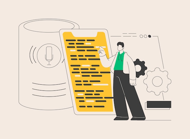Ilustración de vector de concepto abstracto de desarrollo de aplicaciones de altavoz inteligente
