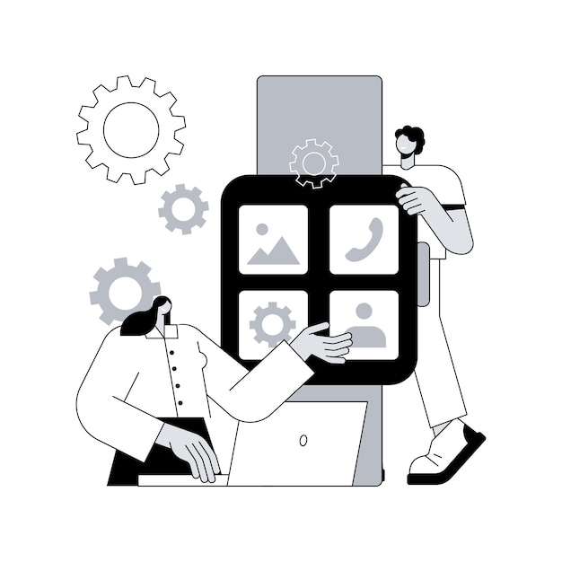 Ilustración de vector de concepto abstracto de desarrollo de aplicaciones móviles Smartwatches