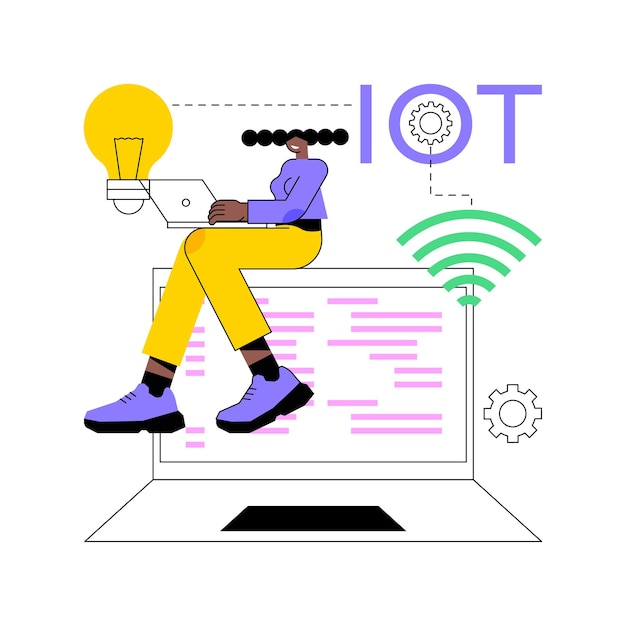 Ilustración de vector de concepto abstracto de desarrollo de IoT