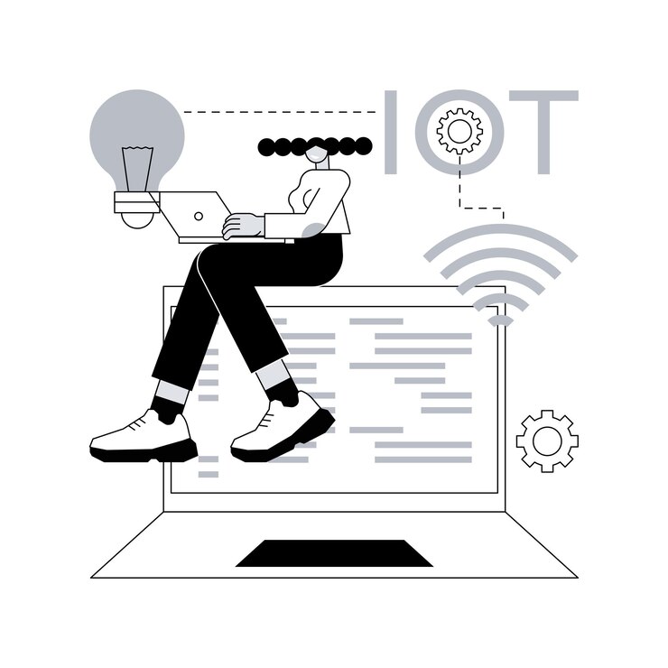 Vector ilustración de vector de concepto abstracto de desarrollo de iot