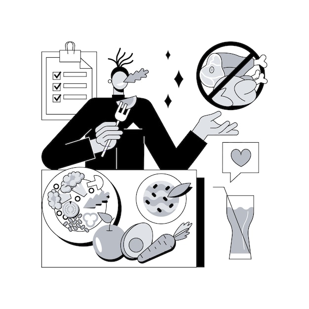 Ilustración de vector de concepto abstracto de dieta vegana