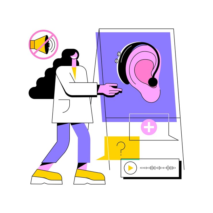Vector ilustración de vector de concepto abstracto de dispositivo de asistencia auditiva
