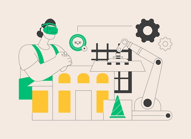 Ilustración de vector de concepto abstracto de equipo de construcción automatizado