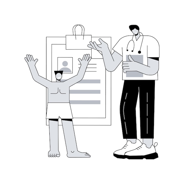 Ilustración de vector de concepto abstracto de examen físico de pies a cabeza