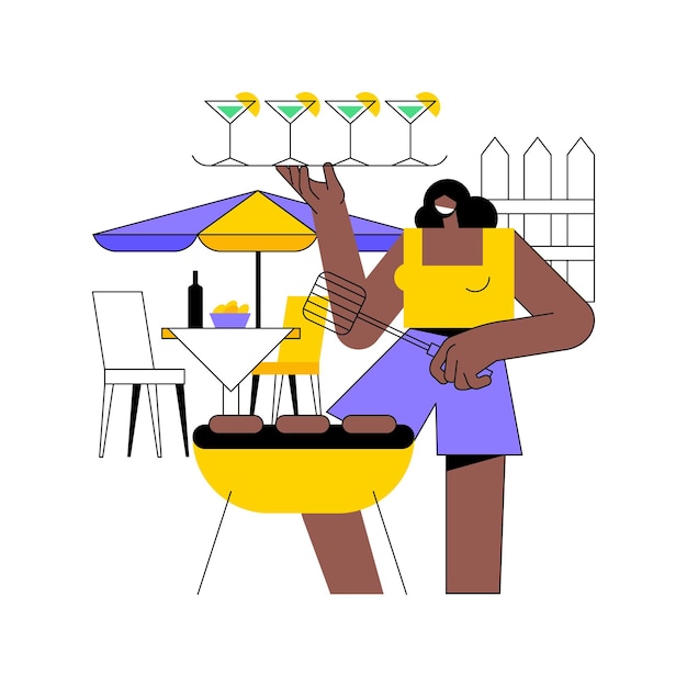 Ilustración de vector de concepto abstracto de fiesta en el patio trasero