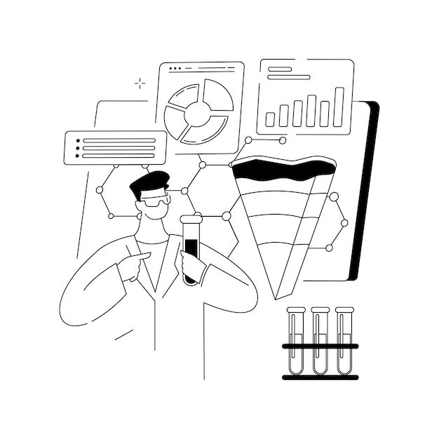 Vector ilustración de vector de concepto abstracto de geoquímica geoquímica orgánica ciencia de la tierra aplicada investigación de petróleo mineralogía estudio de oligoelementos exploración de suelos acuáticos metáfora abstracta