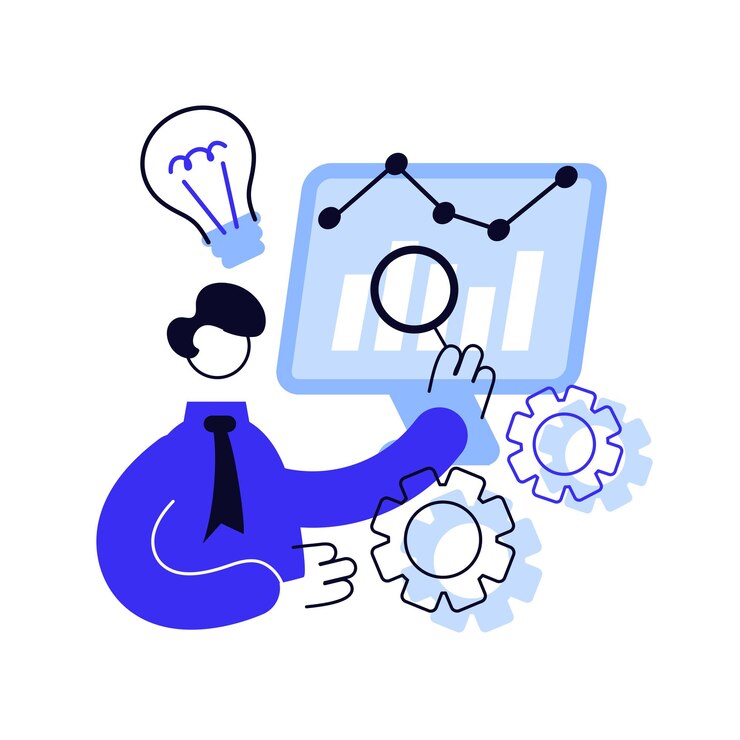 Vector ilustración de vector de concepto abstracto de inteligencia empresarial. análisis de datos comerciales, herramientas de gestión.