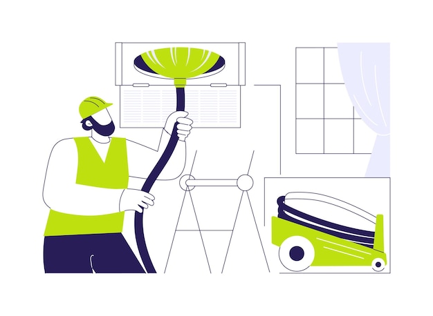 Ilustración de vector de concepto abstracto de limpieza de conductos de aire