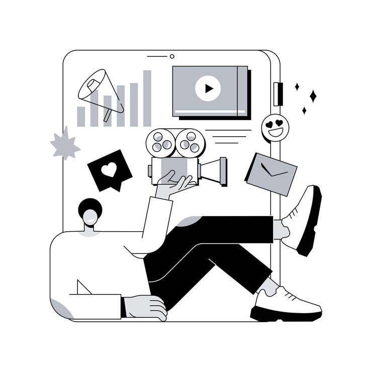 Vector ilustración de vector de concepto abstracto de marketing de contenido de vídeo