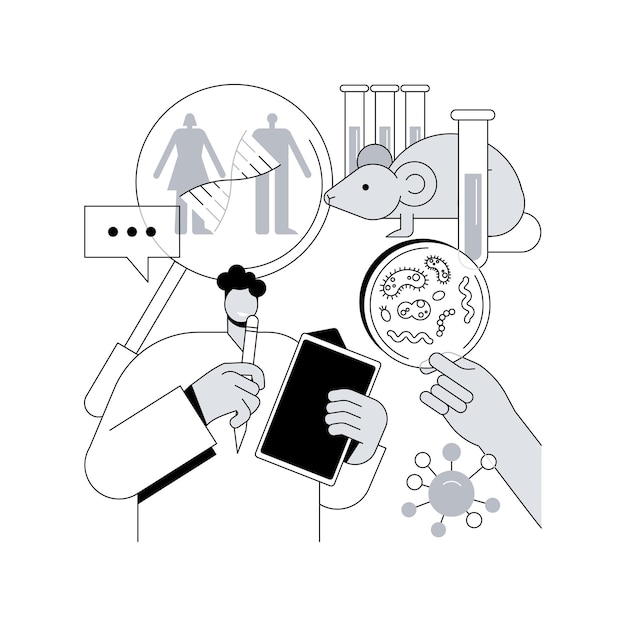 Ilustración de vector de concepto abstracto de organismo genéticamente modificado