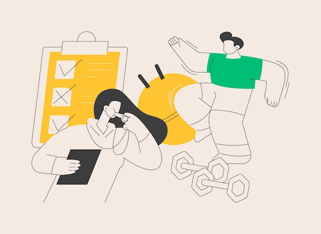 Ilustración de vector de concepto abstracto de plan de entrenamiento de niños con sobrepeso