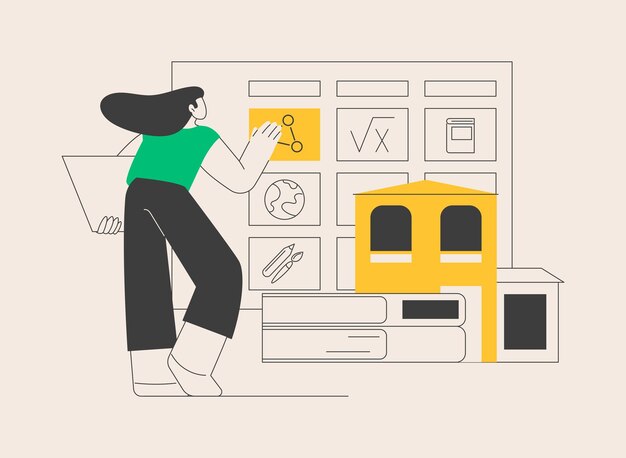 Ilustración de vector de concepto abstracto de plan de estudios escolar