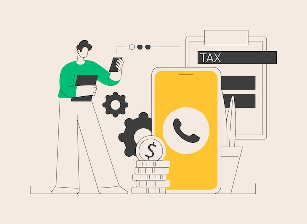 Ilustración de vector de concepto abstracto de presentación de impuestos de teléfono