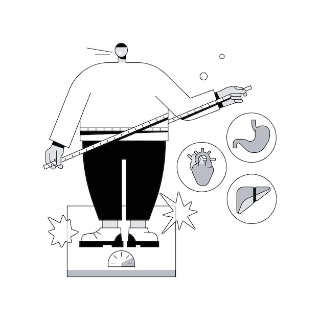 Ilustración de vector de concepto abstracto de problema de salud de obesidad