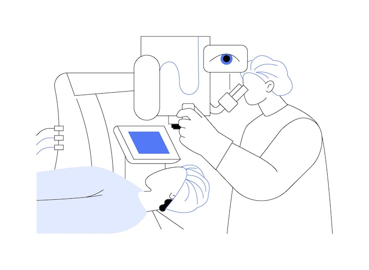Vector ilustración de vector de concepto abstracto de procedimiento de cirugía ocular lasik