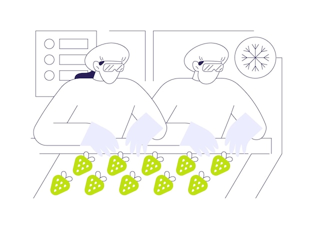 Ilustración de vector de concepto abstracto de producción de frutas congeladas