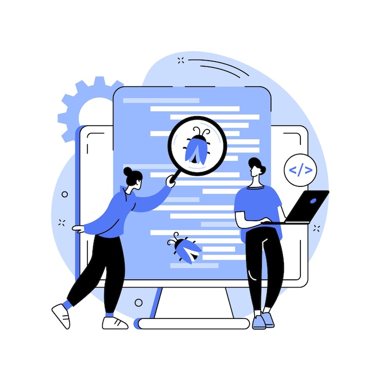 Vector ilustración de vector de concepto abstracto de prueba de software
