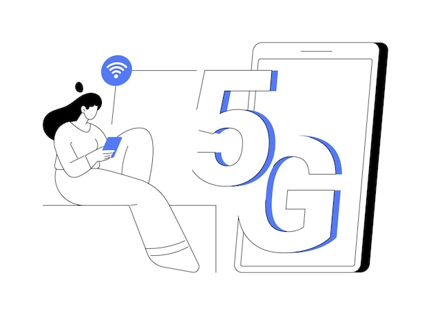 Ilustración de vector de concepto abstracto de red de teléfonos móviles 5G