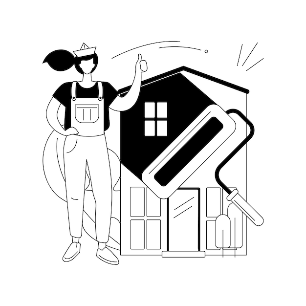 Ilustración de vector de concepto abstracto de renovación de casa Ideas de remodelación de propiedad y consejos servicios de construcción comprador potencial listado de casas proyecto de diseño de renovación metáfora abstracta
