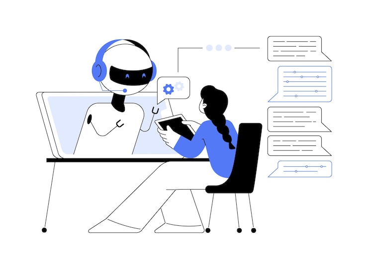 Vector ilustración de vector de concepto abstracto de servicio al cliente de chatbot