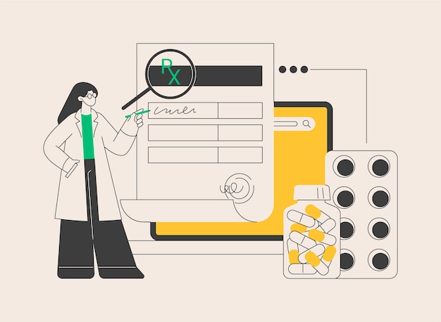 Ilustración de vector de concepto abstracto de sistema de prescripción en línea
