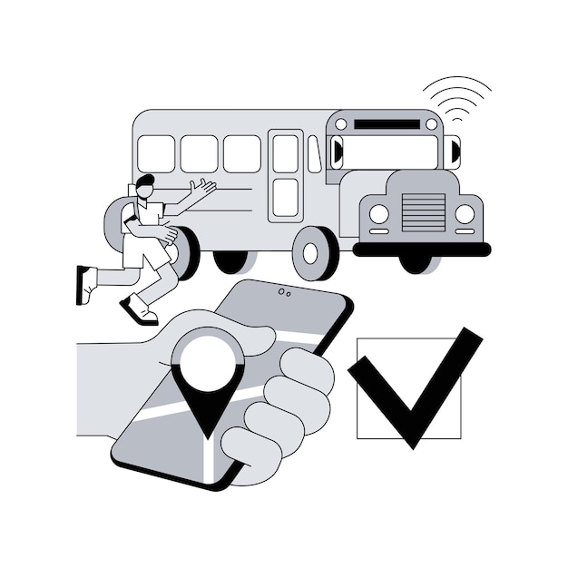 Ilustración de vector de concepto abstracto de sistema de seguimiento de autobús escolar