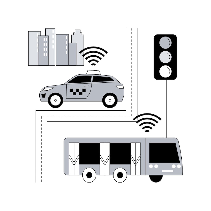 Vector ilustración de vector de concepto abstracto de sistema de transporte inteligente
