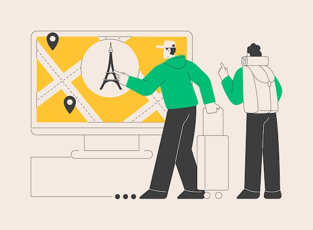 Ilustración de vector de concepto abstracto de sistema de turismo inteligente