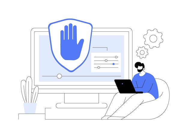 Ilustración de vector de concepto abstracto de software de bloqueo de anuncios