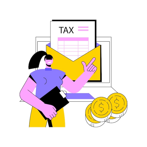 Ilustración de vector de concepto abstracto de software de presentación de impuestos de escritorio