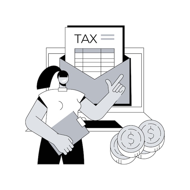 Ilustración de vector de concepto abstracto de software de presentación de impuestos de escritorio