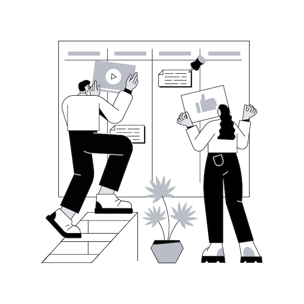 Ilustración de vector de concepto abstracto de tablero Kanban