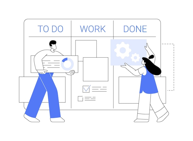 Ilustración de vector de concepto abstracto de tablero Kanban