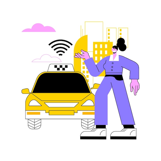 Ilustración de vector de concepto abstracto de taxi autónomo