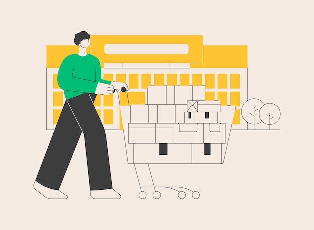 Ilustración de vector de concepto abstracto de tienda de caja grande