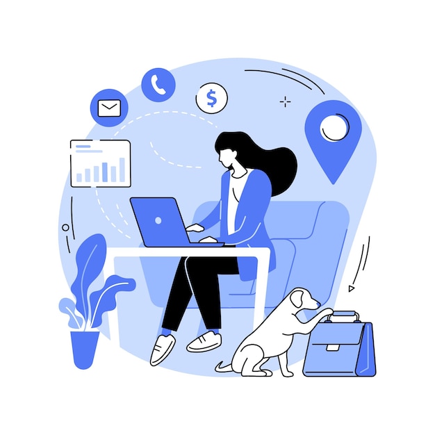 Ilustración de vector de concepto abstracto de trabajador remoto